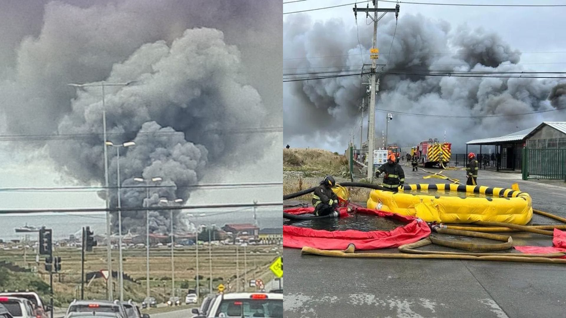 Voraz incendio consumió planta pesquera en Punta Arenas: Se calculan cientos de trabajadores afectados