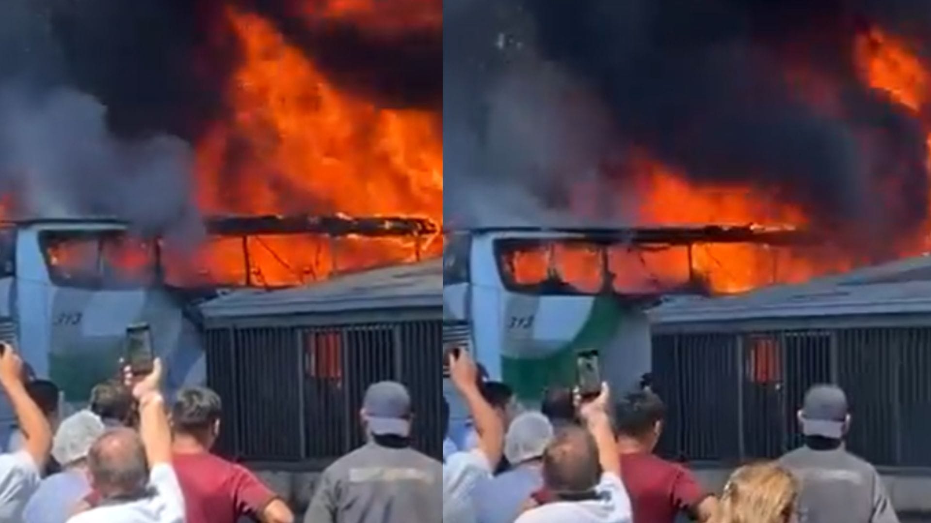 Incendio al interior de taller mecánico dejó varios buses quemados en Temuco