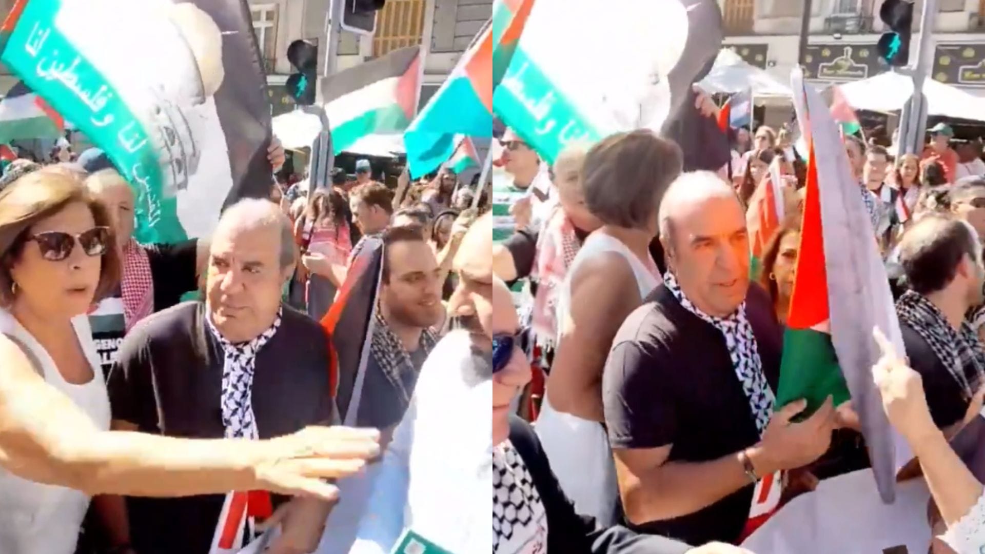 Tensión en marcha en apoyo a Palestina: Checho Hirane es increpado por manifestantes