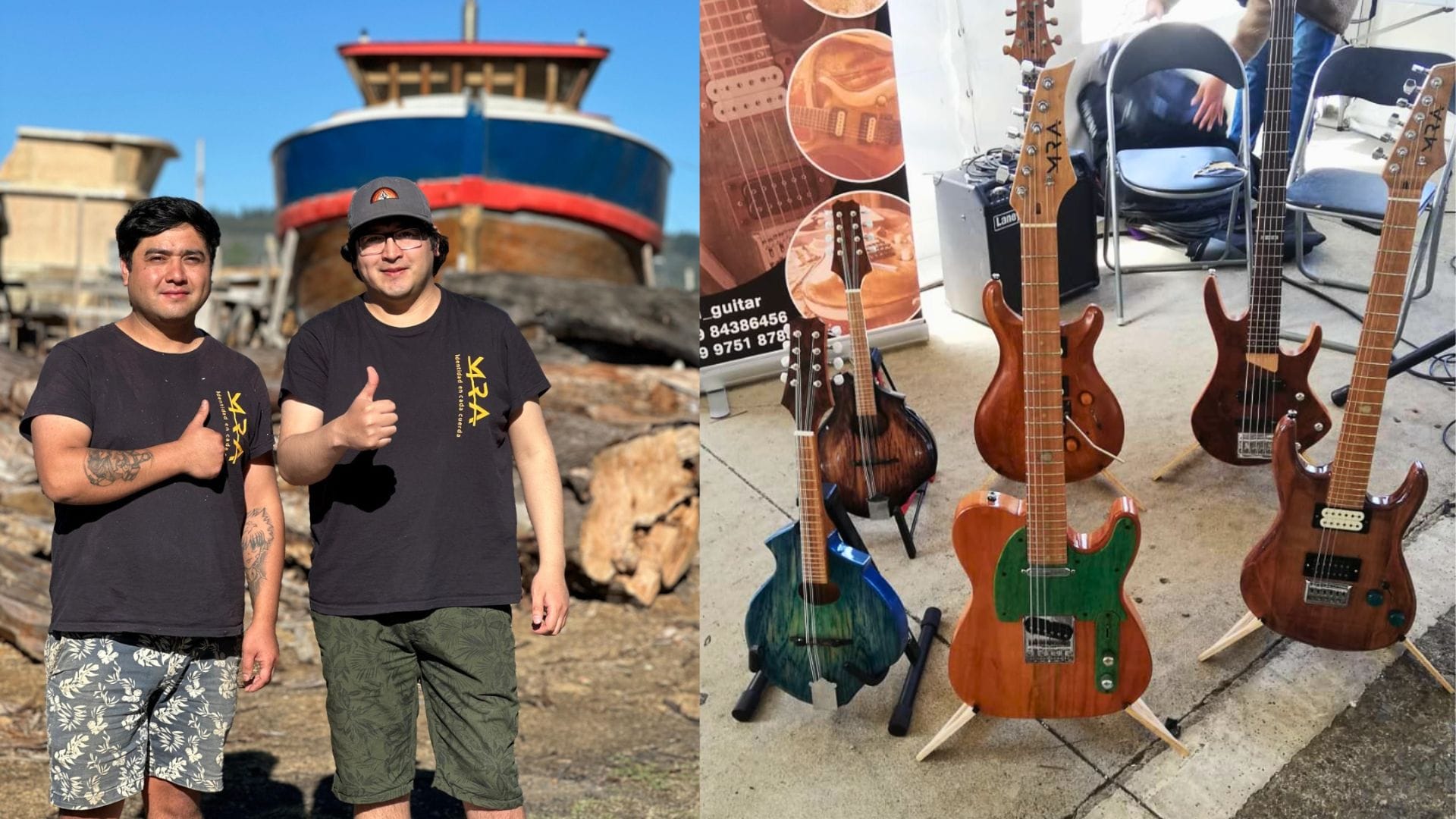 Hermanos de Lebu fabrican guitarras con madera reutilizada de botes y casas