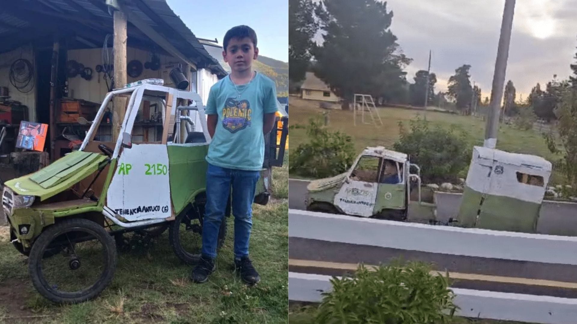 Conoce al niño de 10 años que construyó una “patrulla” de Carabineros en la Región del Biobío
