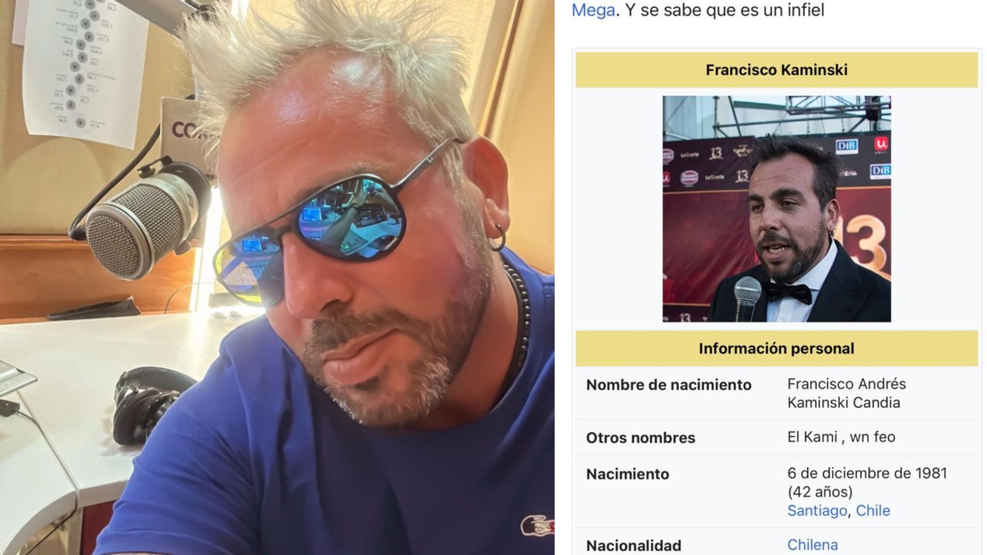 Modifican perfil de Francisco Kaminski en Wikipedia: “Se sabe que es un infiel”
