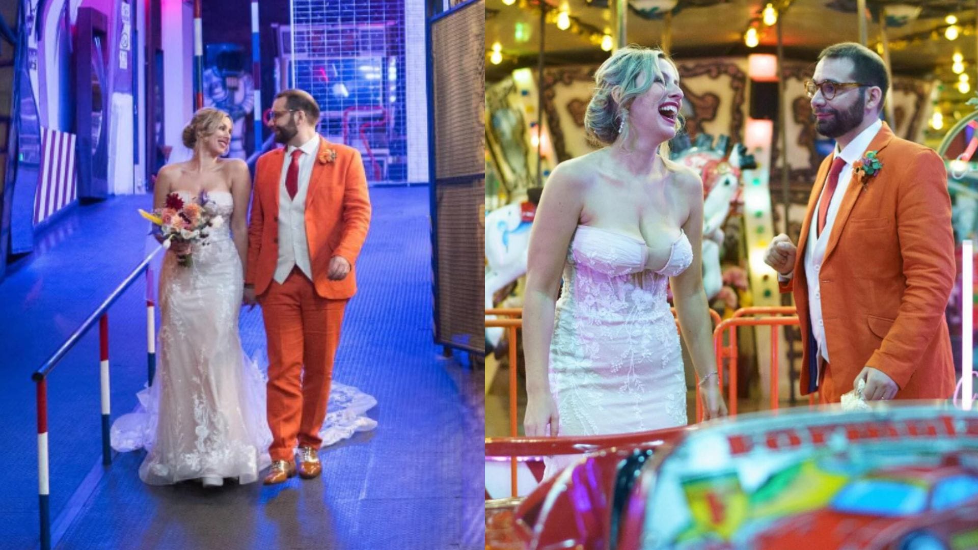 Así fue el matrimonio temático de Nicolás Copano y “Lady Ganga”: Se casaron en un centro de juegos