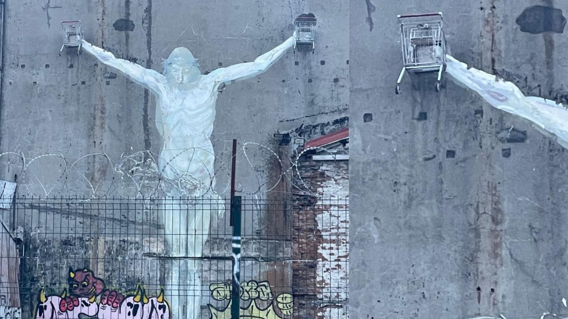La historia tras el Cristo crucificado con carros de supermercado en Concepción