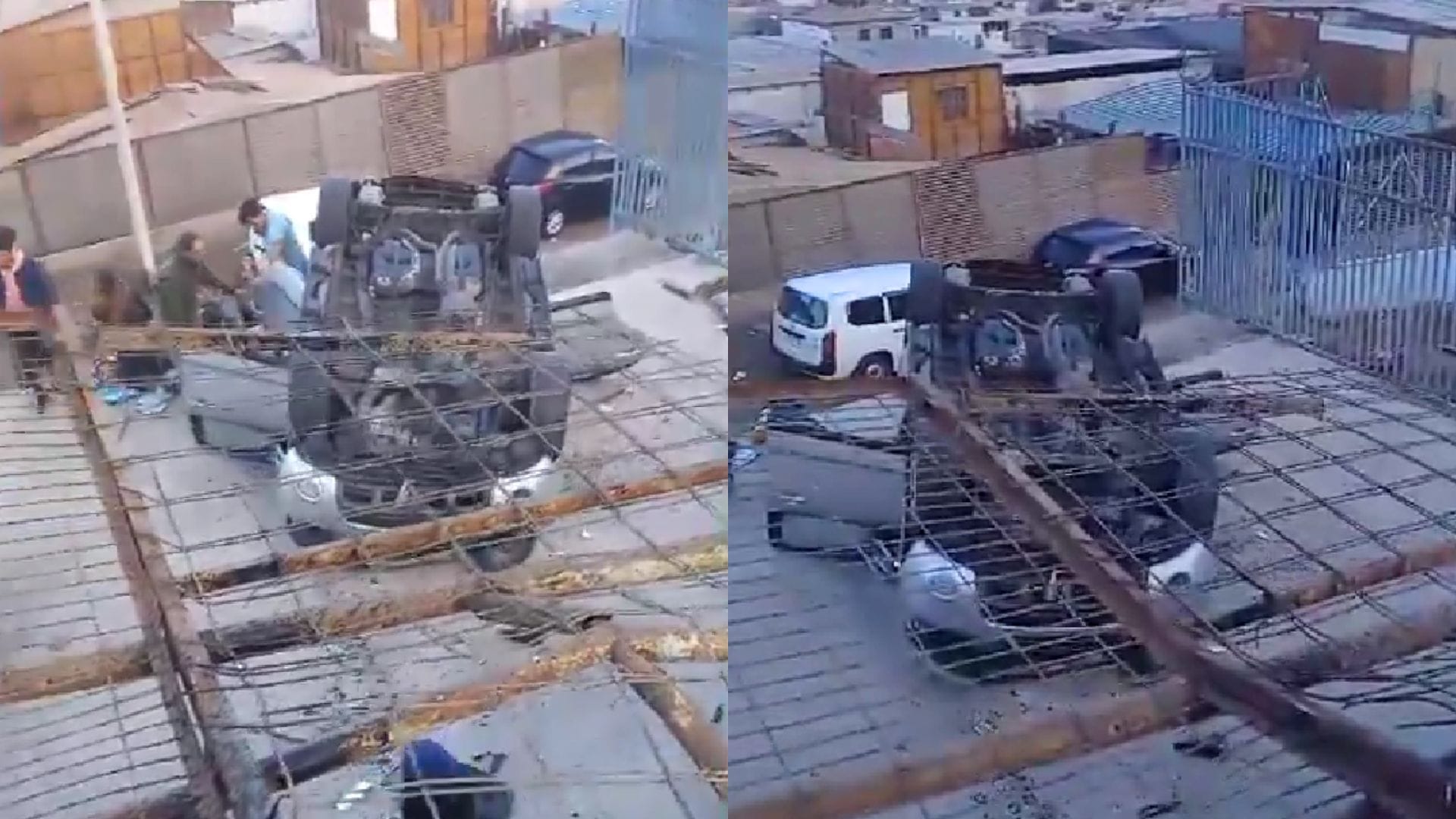 Dos lesionados tras impactante caída de auto sobre jardín infantil en Iquique
