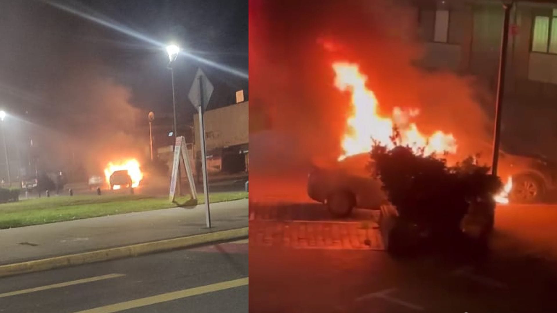 Incendio de vehículos se registra en plena Plaza España de Concepción: Hecho ocurre frente al GORE Biobío