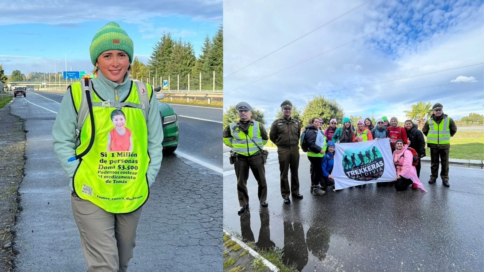 “Tomás contra Duchenne”: Madre lleva más de una semana caminando desde Chiloé a Santiago para recaudar dinero en beneficio de su hijo