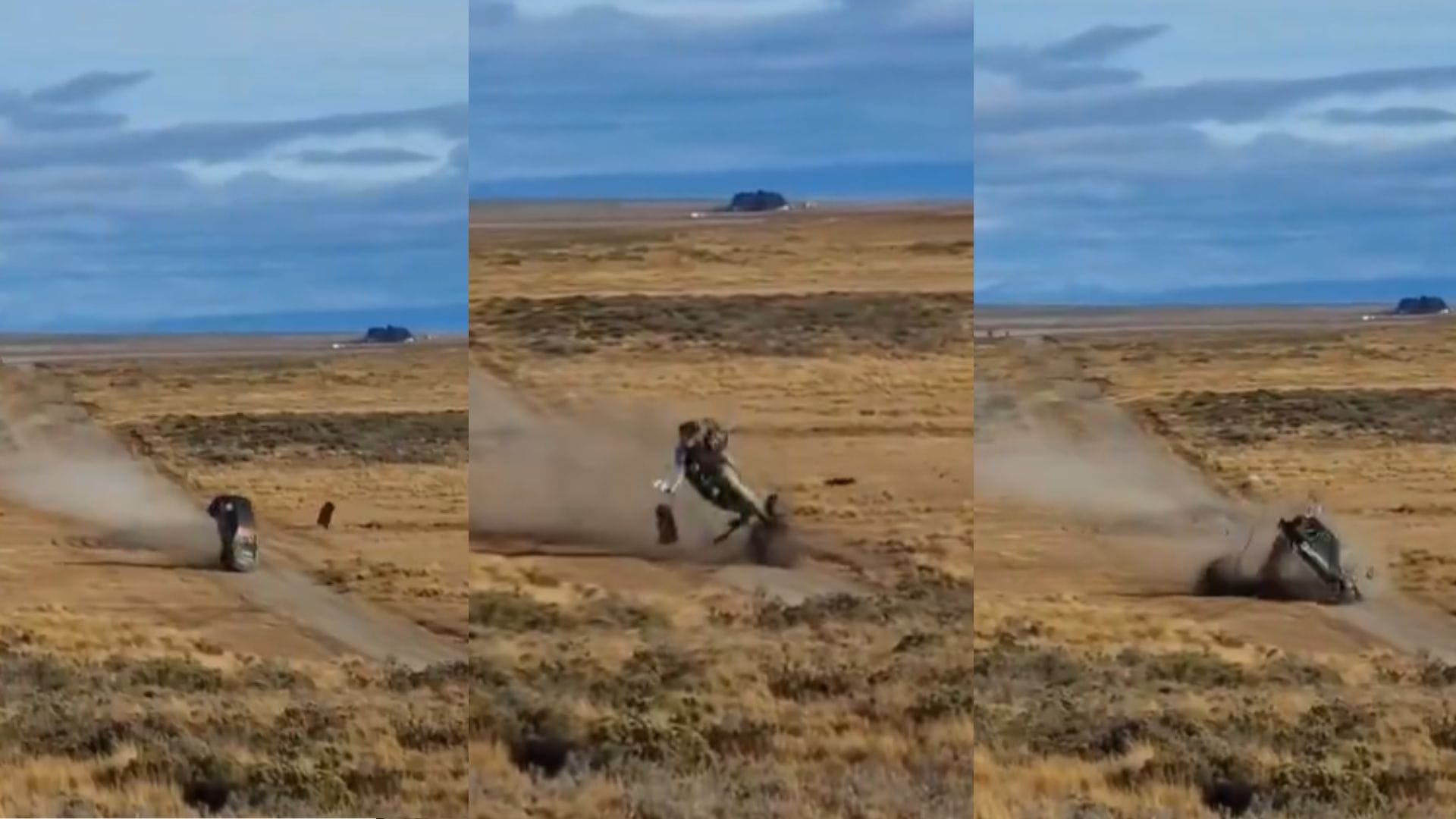 Video capta dramático volcamiento de auto en competencia de rally en Porvenir