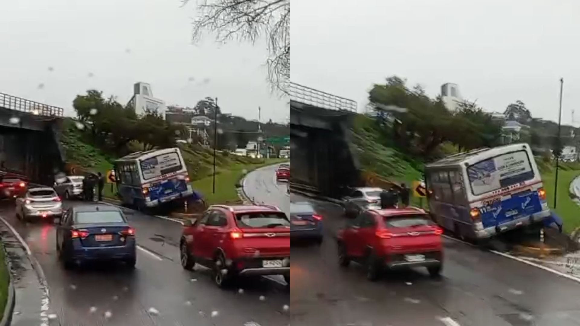 Colisión entre micro y auto genera enorme taco en la Autopista Concepción-Talcahuano