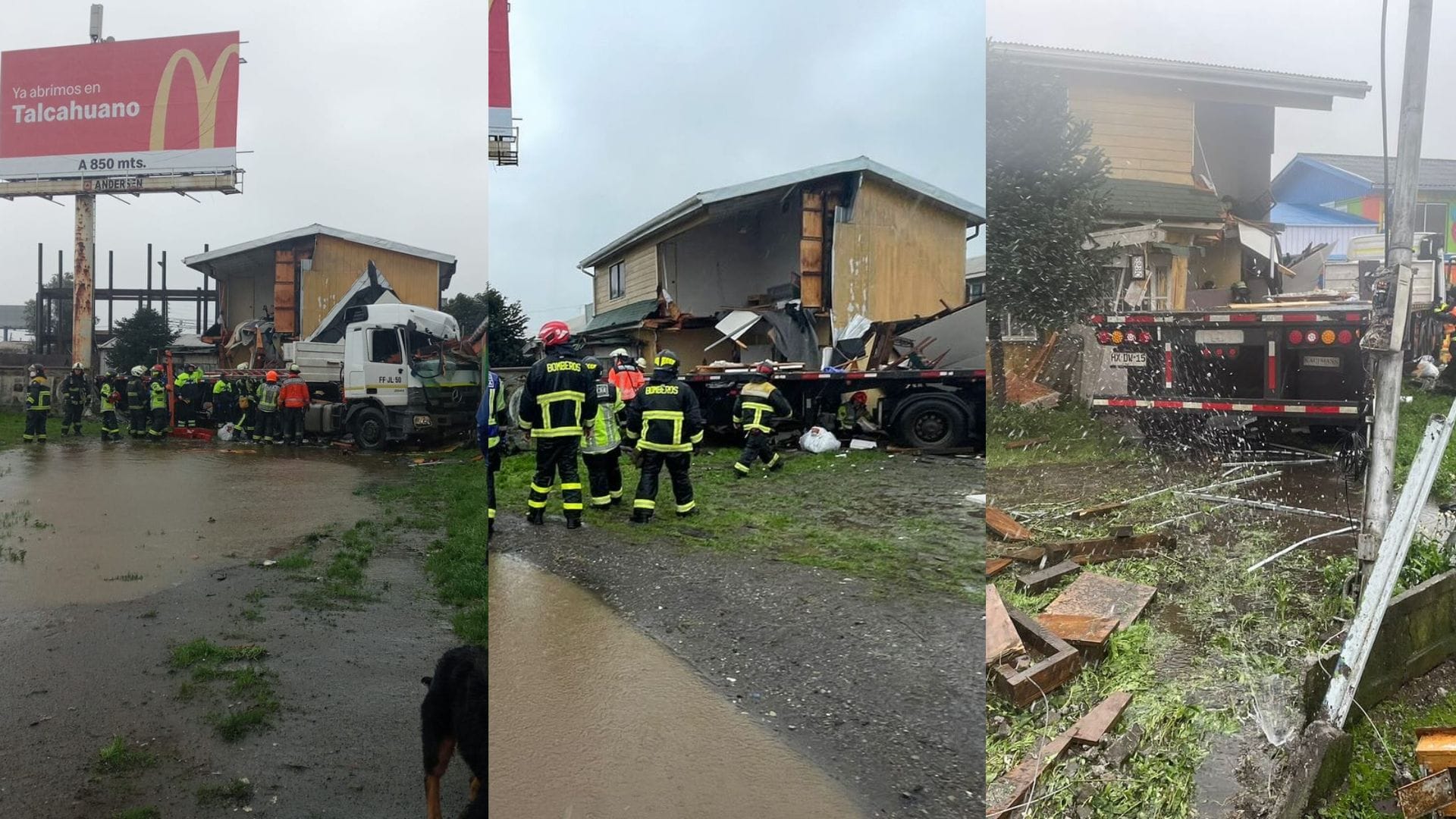 Camión chocó contra vivienda y causó destrozos en su fachada en Talcahuano