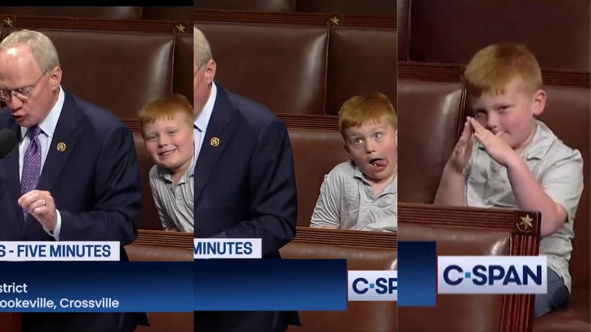Hijo de congresista estadounidense se divierte haciendo caras mientras su papá habla de Trump: “Hace cosas aburridas”