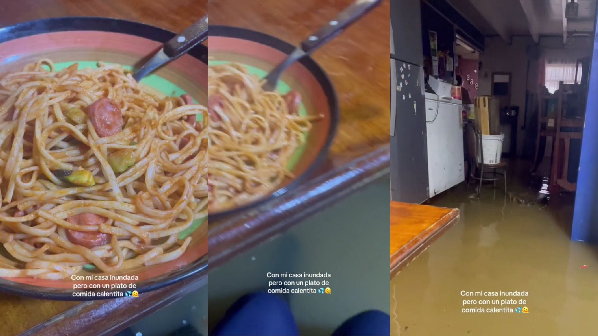 Emotivo registro en Curanilahue: Víctima de inundación agradece tener “un plato de comida calentita”