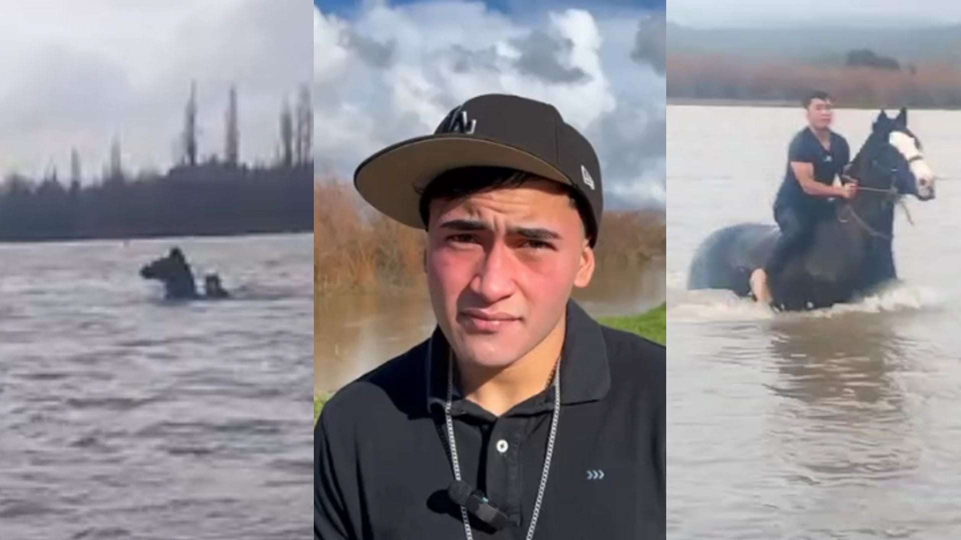 Habla jinete que protagonizó dramático rescate de caballo tras desborde del Río Carampangue en Arauco