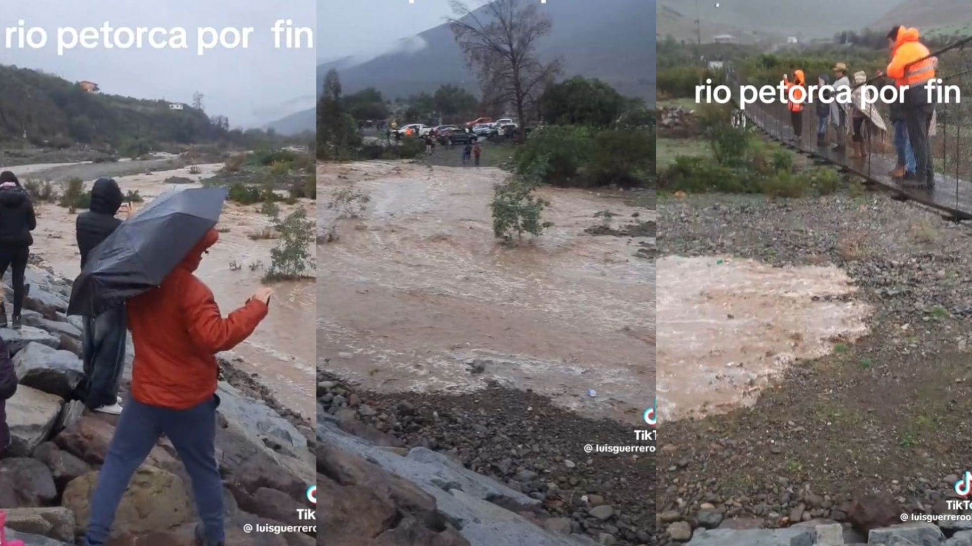 Euforia entre vecinos de Petorca al ver bajar el río tras años de déficit hídrico