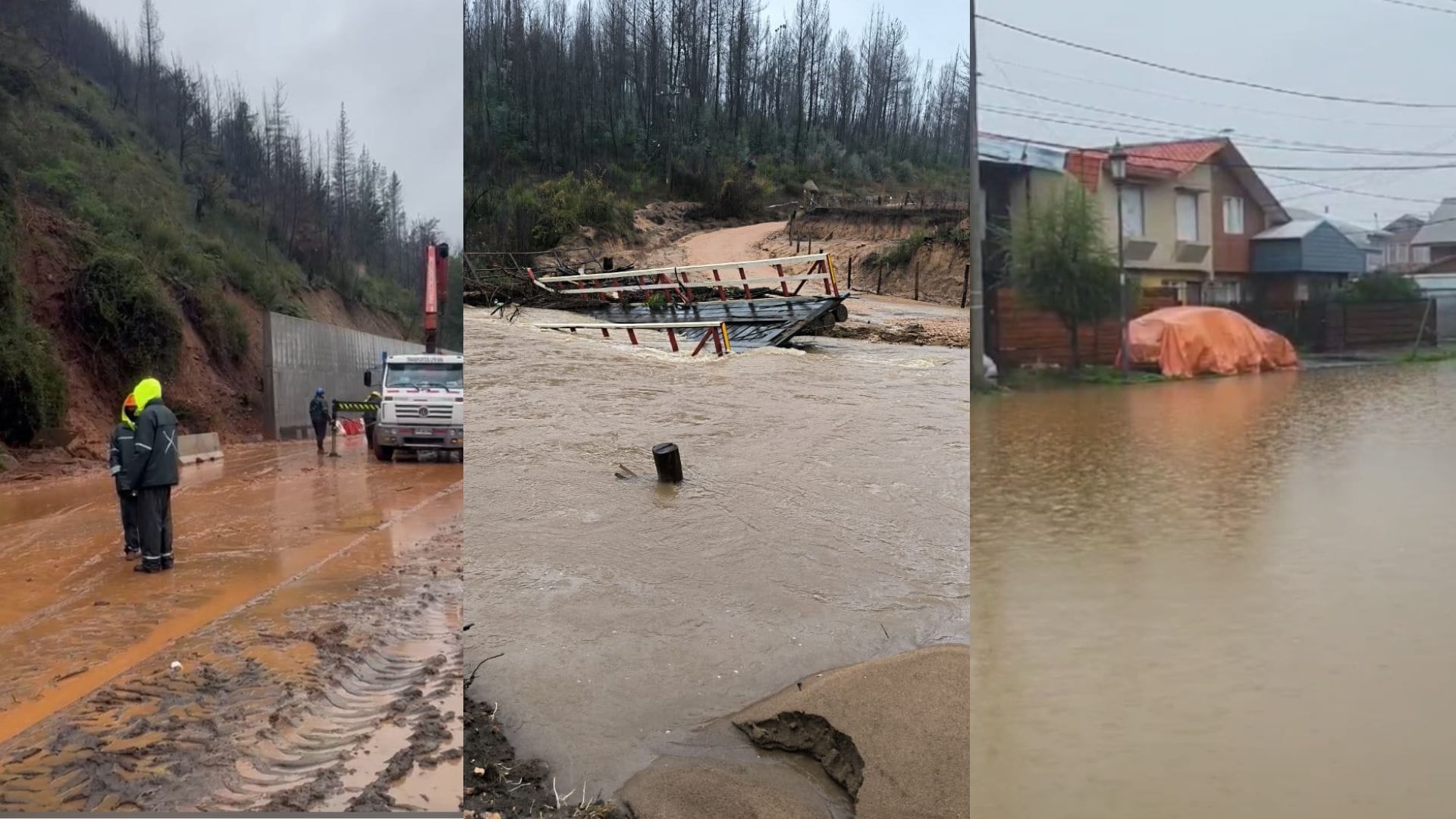 Al menos 7 puentes desbordados en Santa Juana por lluvias: Inundaciones y remociones afectan a rutas rurales y urbanas