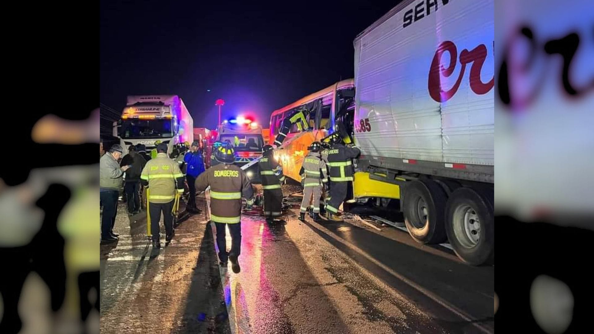 Trágico choque de bus en la Ruta 5 Sur deja dos fallecidos y decenas de heridos en Paine