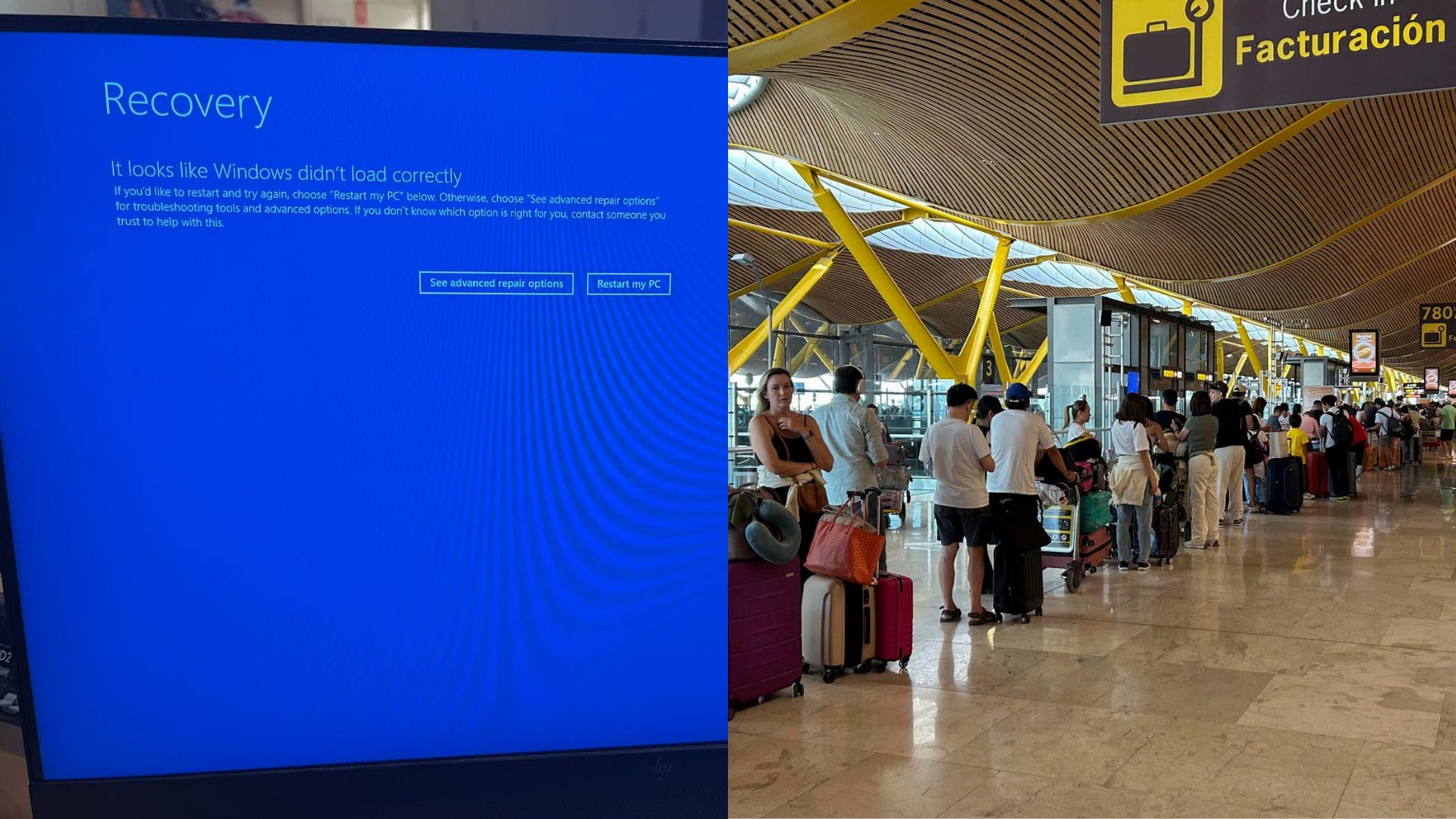 La temida pantalla azul: Caída de Windows afecta a bancos, aerolíneas, hospitales y empresas mundialmente