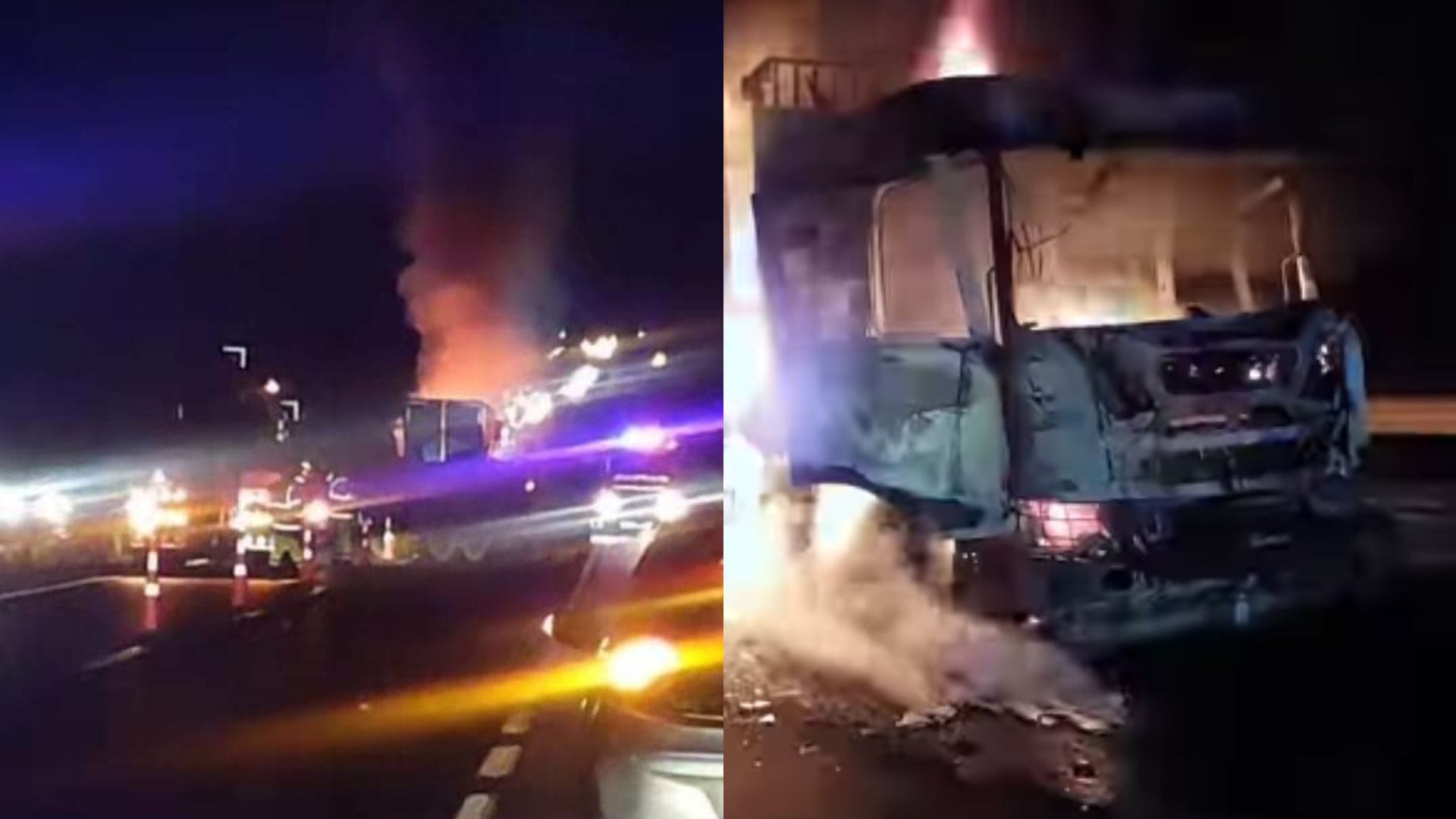 Queman dos camiones en la Ruta 5 Sur a la altura de Collipulli