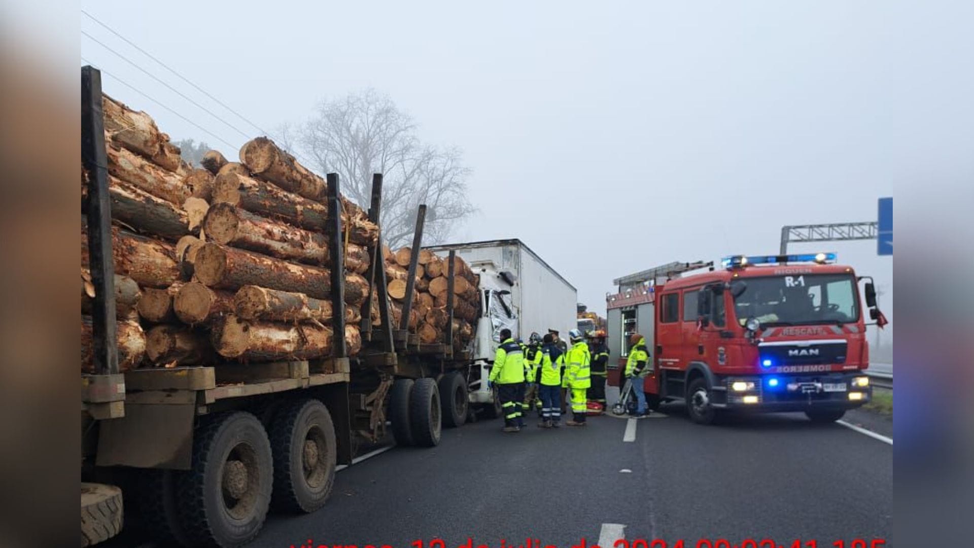 Conductor muere en trágico choque entre camiones en la Ruta 5 Sur de Ñuble