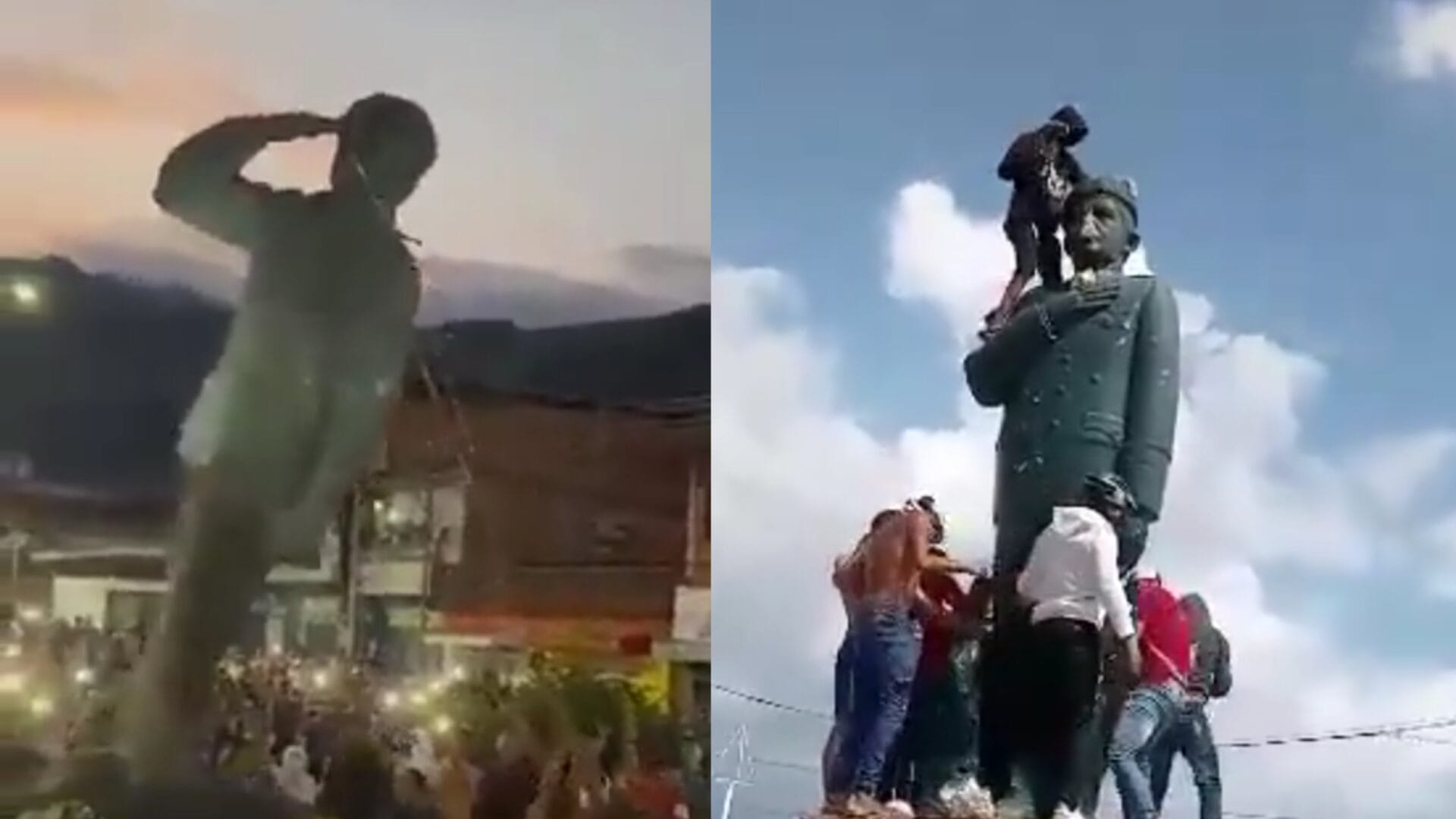 Han botado estatuas de Hugo Chávez: Intensas protestas en Venezuela tras elecciones que dieron como ganador a Nicolás Maduro