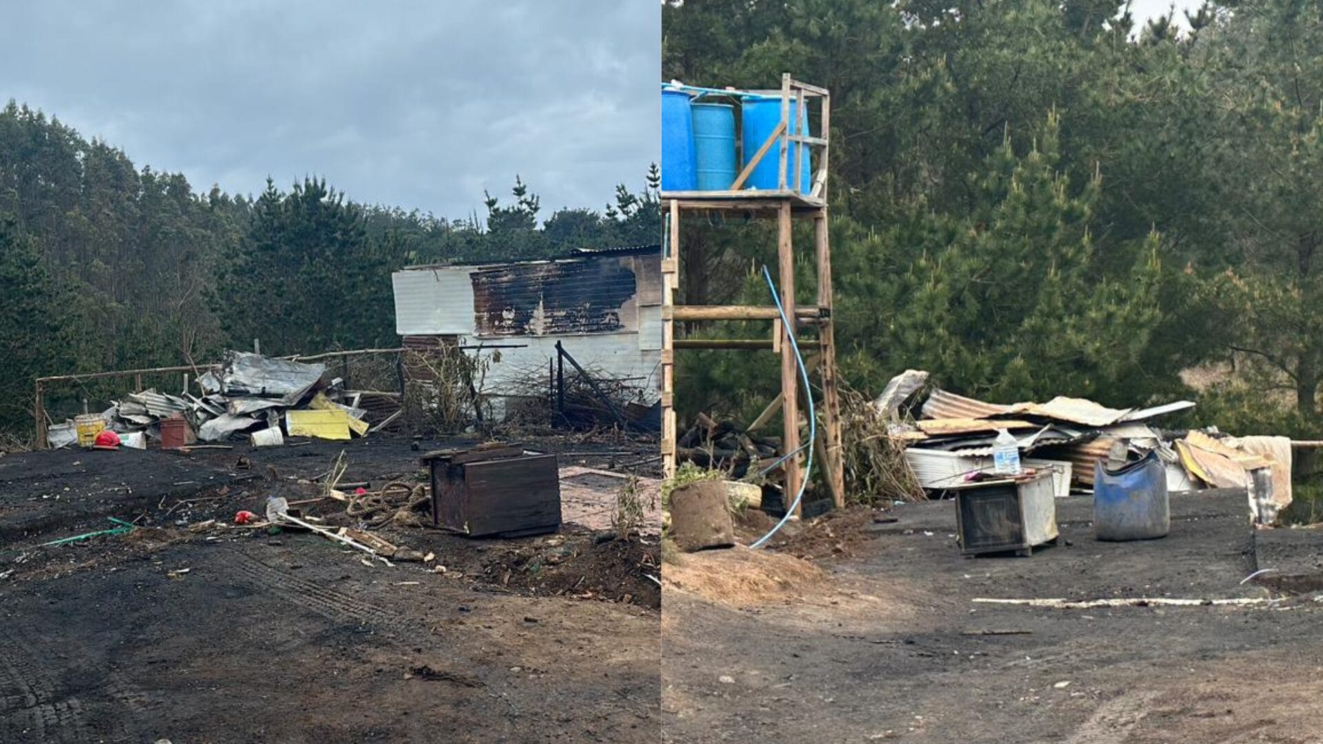 Incendio destruyó dos viviendas en Caleta Perone de Hualpén: Siete personas resultaron damnificadas