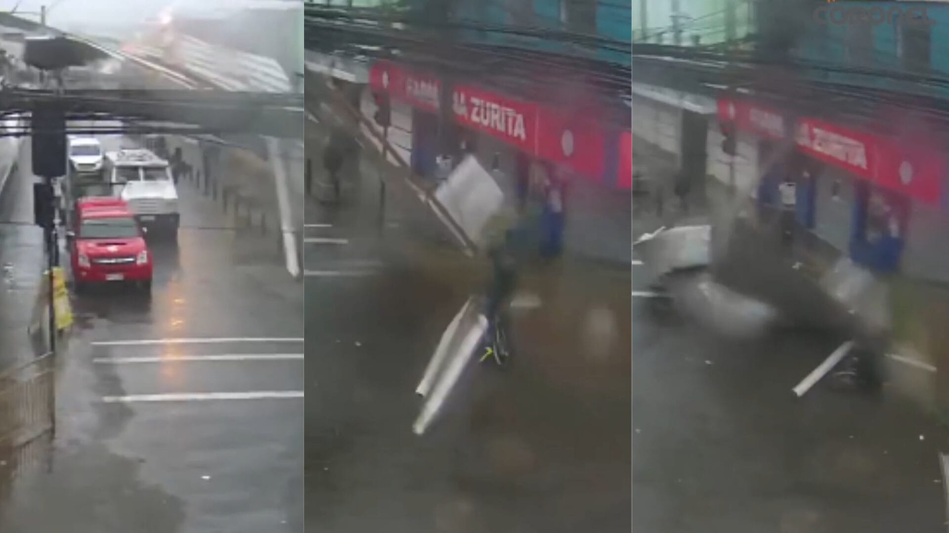 Techo se desprendió y cayó sobre ciclista en el centro de Coronel
