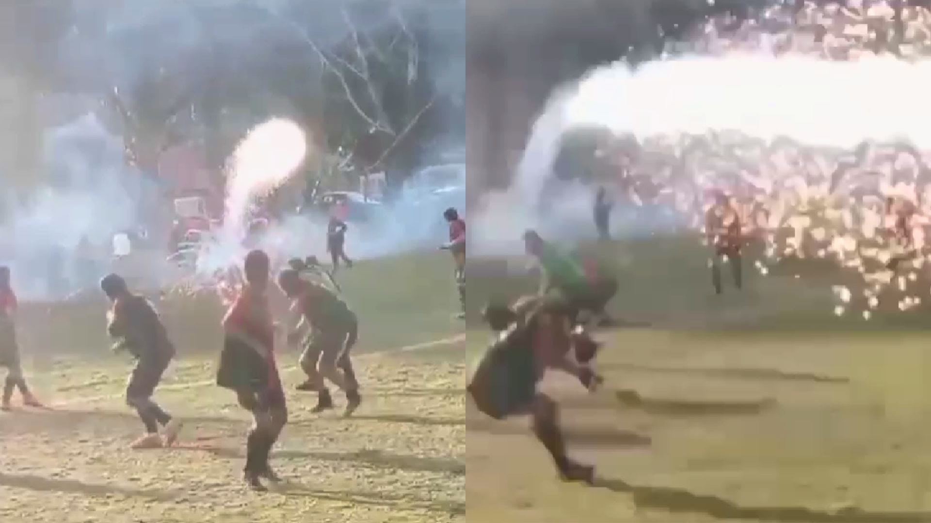 VIDEO | Conmoción por explosión de fuegos artificiales en partido amateur de Cunco: “¡Papá vámonos!”