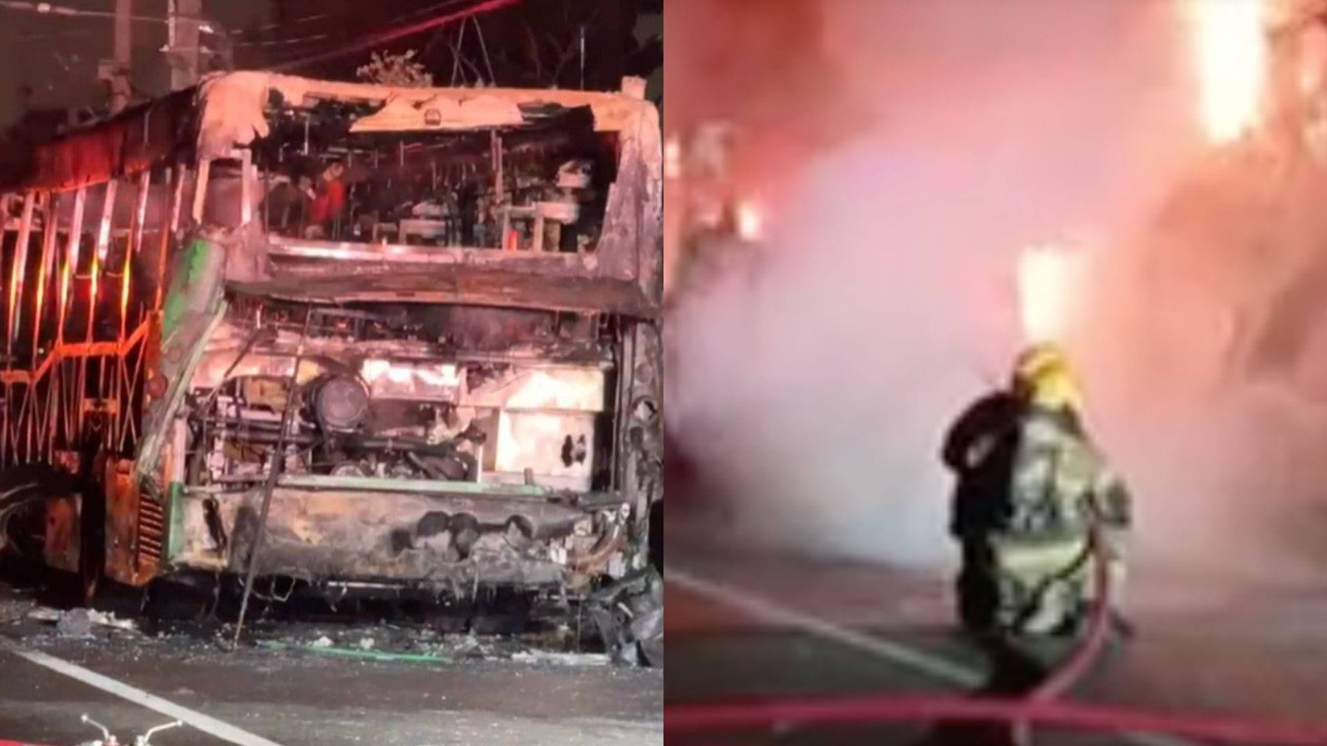 Bus del transporte público se incendia en plena calle tras presentar una falla mecánica en Estación Central