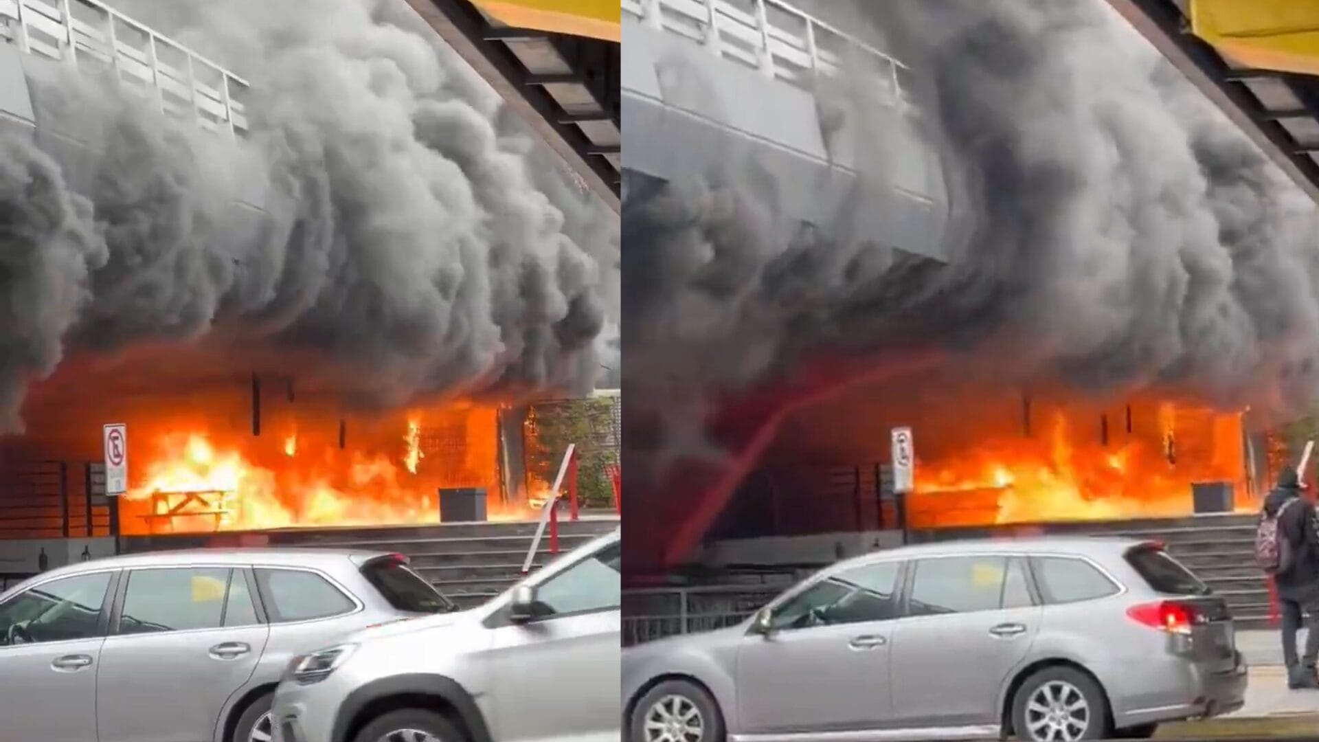 Enorme columna de humo fue visible: Incendio se registró en el exterior de estación Escuela Militar del Metro