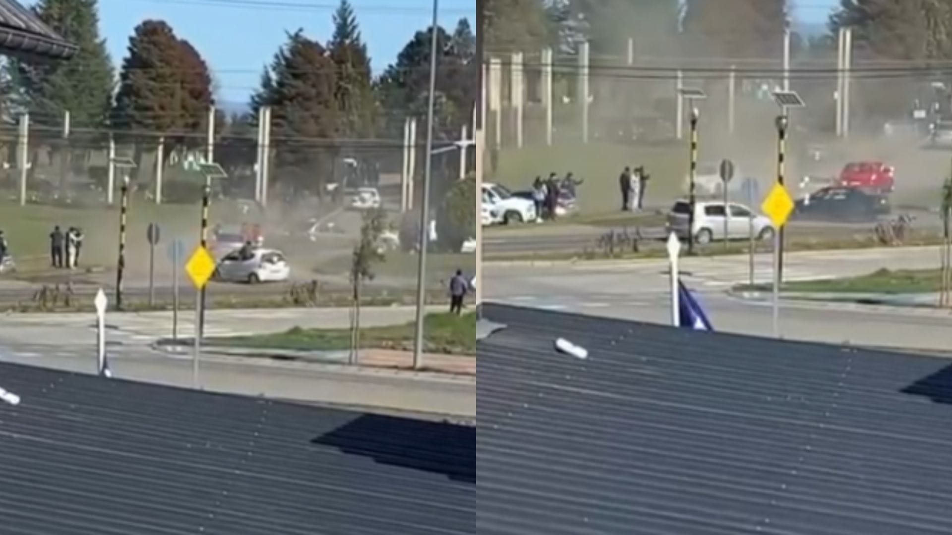 Sujetos irrumpieron en la entrada de cementerio en el Biobío: Dieron vueltas en trompo y dispararon al aire