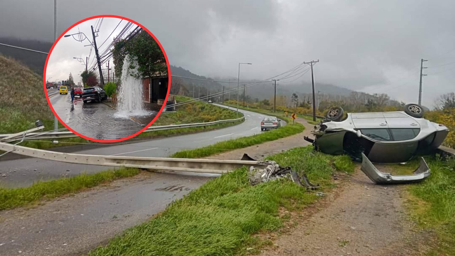 Autos se estampan contra postes de luz en dos sectores de Chiguayante: Llaman a la precaución