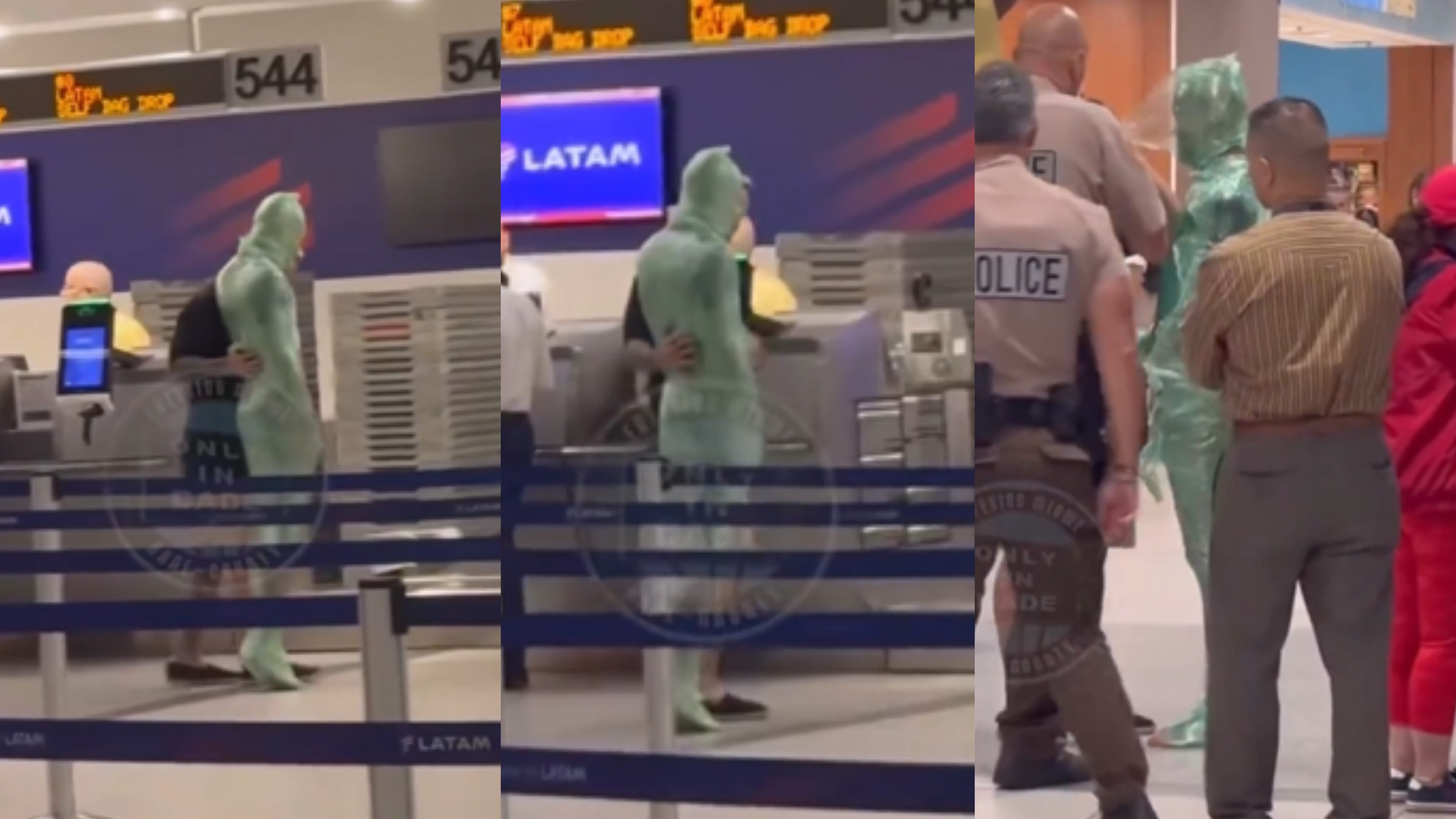 Se hizo viral: Hombre se envolvió en cinta de embalaje para pasar como equipaje en aeropuerto de Miami