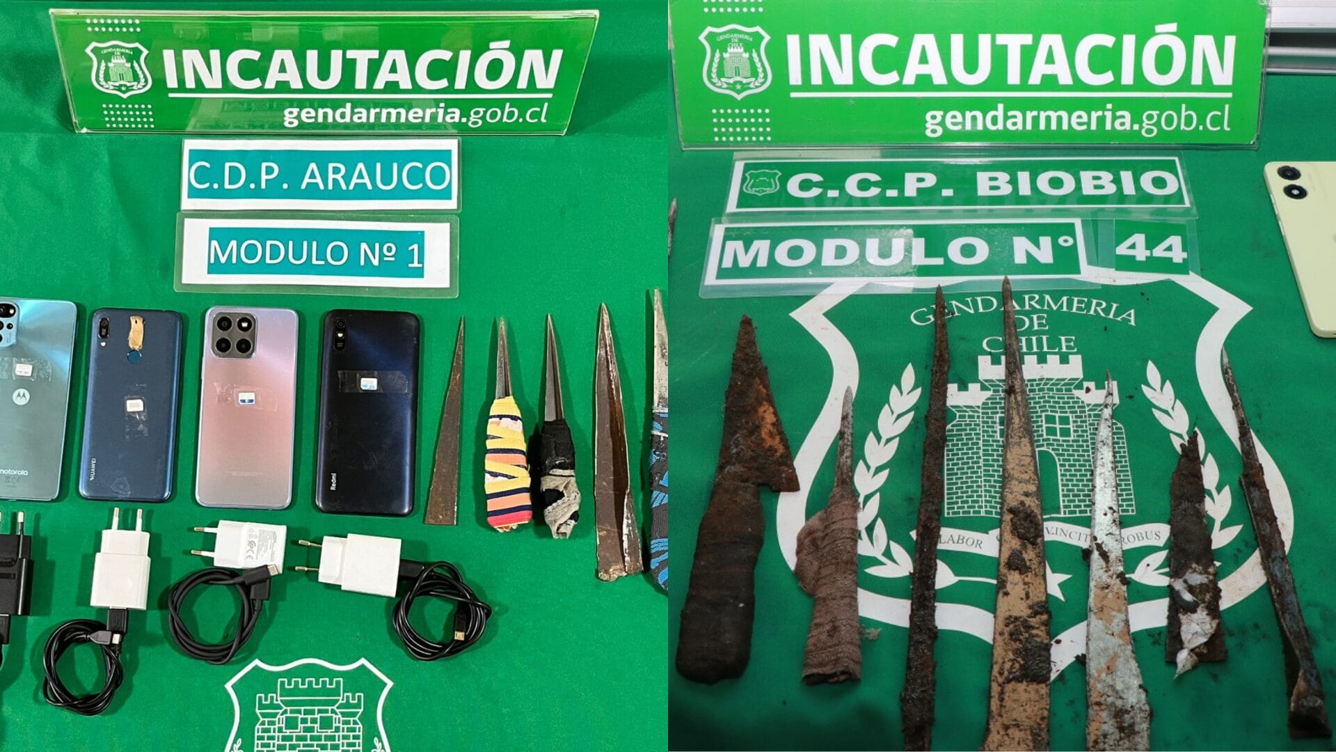 Más de 2 mil internos allanados en penales del Biobío: Incautaron cerca de 100 armas blancas y varios teléfonos