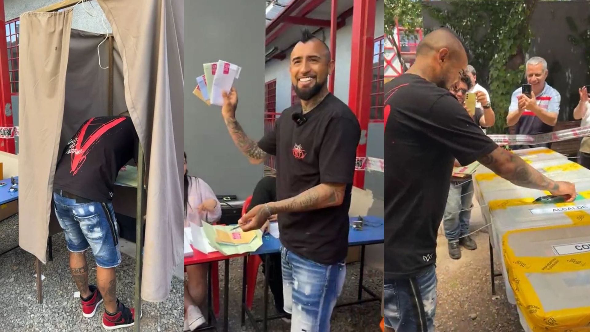 Arturo Vidal causó furor en su primera vez votando en San Joaquín: “El azul segundo”