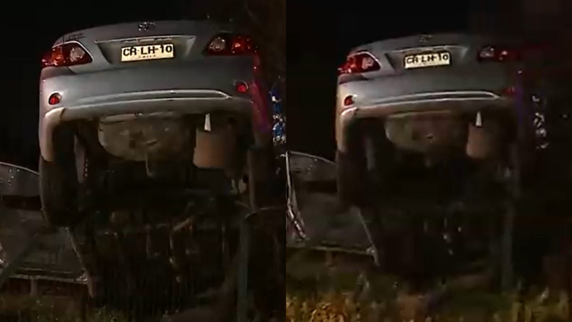 Conductor escapaba de encerrona y perdió el control de su auto terminando sobre árbol en Quilicura