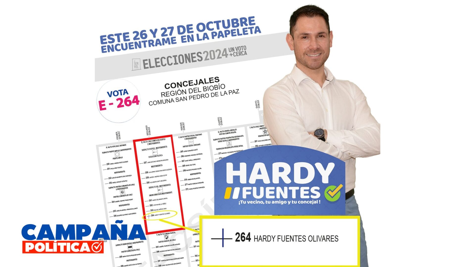 Hardy Fuentes se perfila como una de las figuras destacadas para ser concejal en San Pedro de La Paz