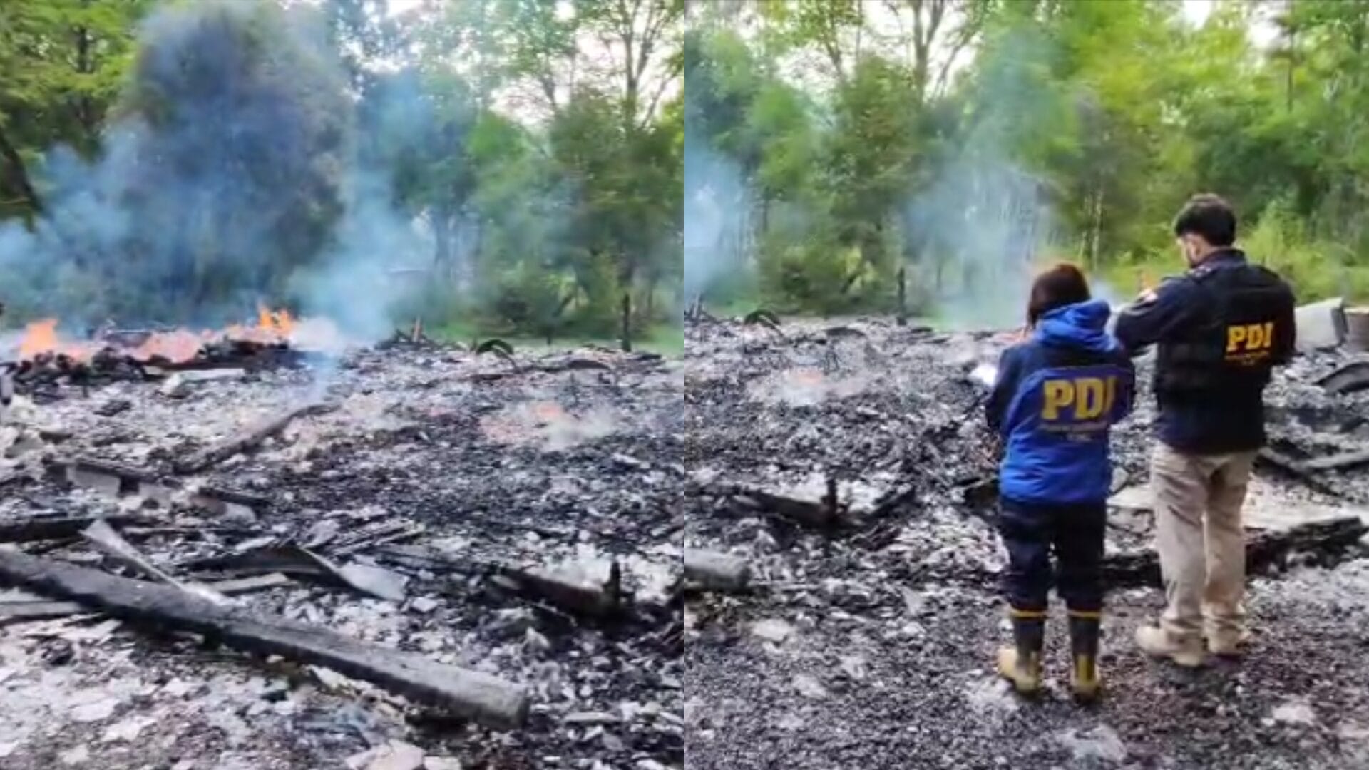 Dos viviendas destruidas tras ataque incendiario en La Araucanía