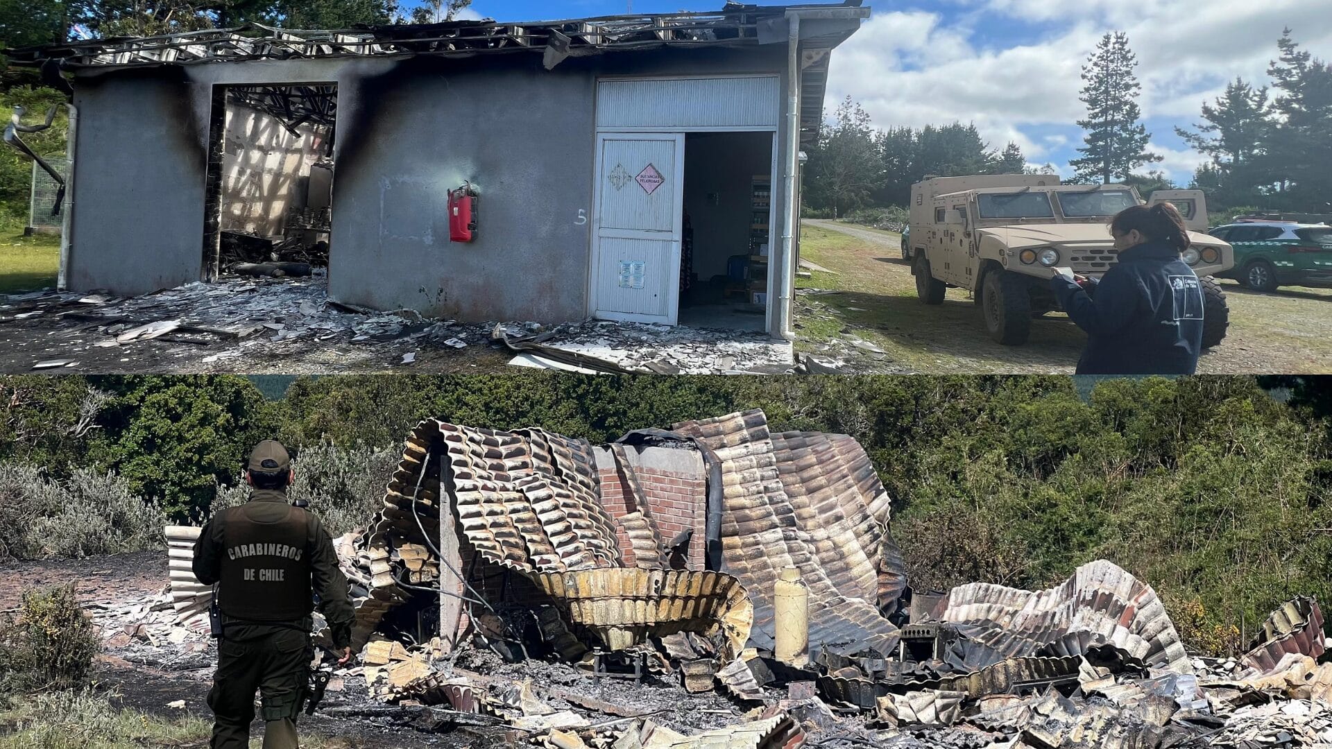 Una caseta y dos cabañas resultaron quemadas en parque eólico tras ataque incendiario en la Provincia de Arauco
