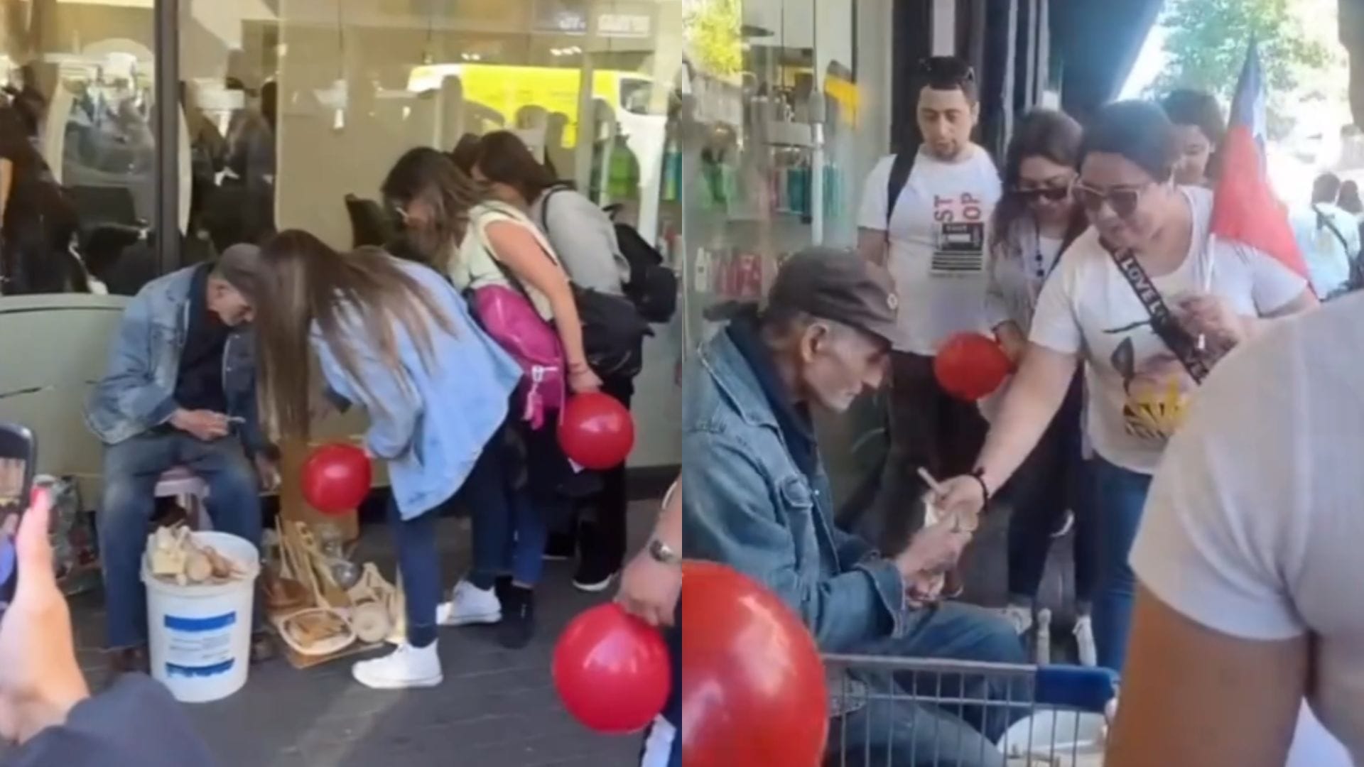 El primer “Batallón del Amor” en Concepción: El solidario gesto de la agrupación con adulto mayor en el centro de la ciudad