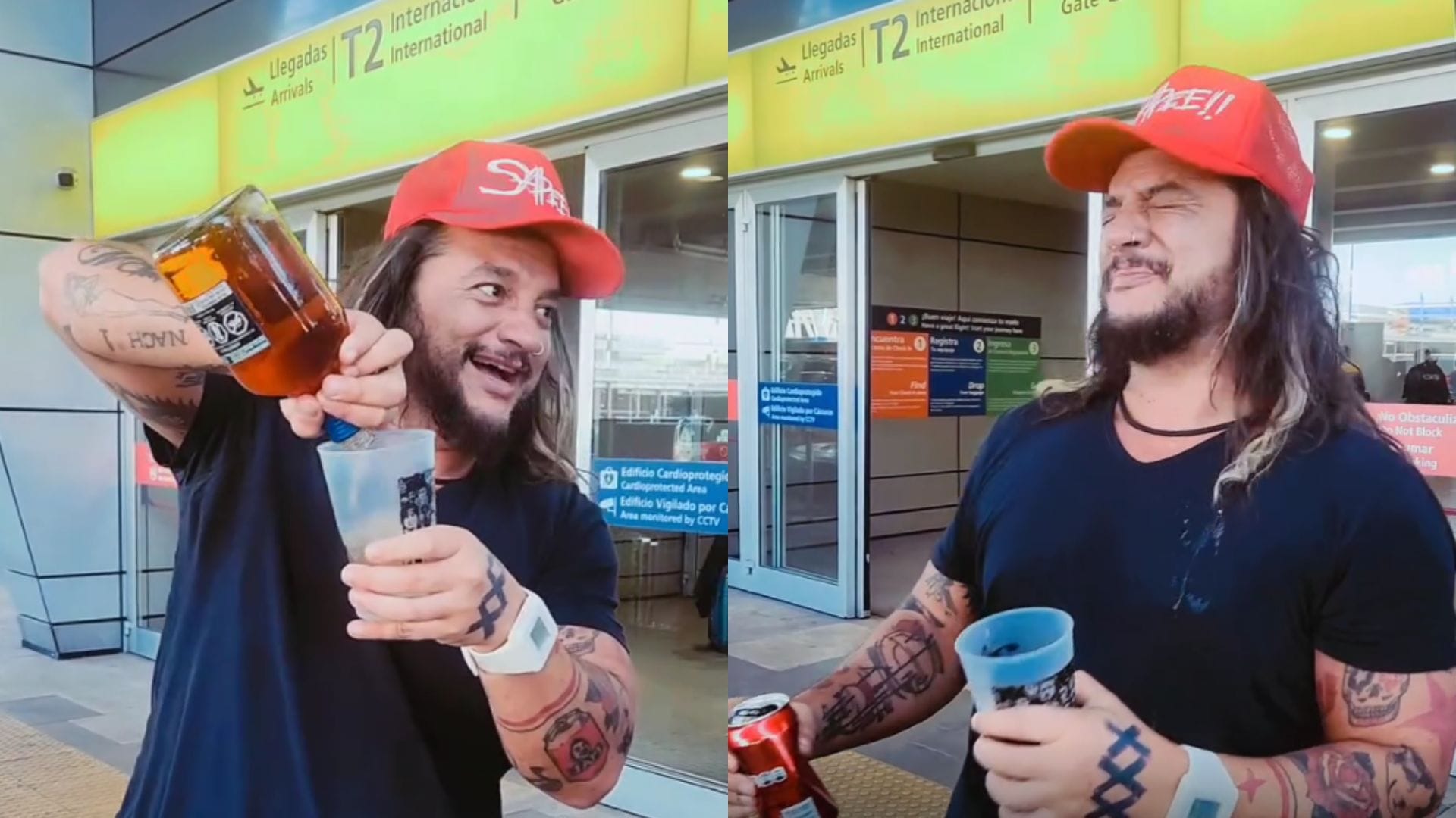 Youtuber “El Bananero” celebró su llegada a Chile tomando una piscola para “desayunar”