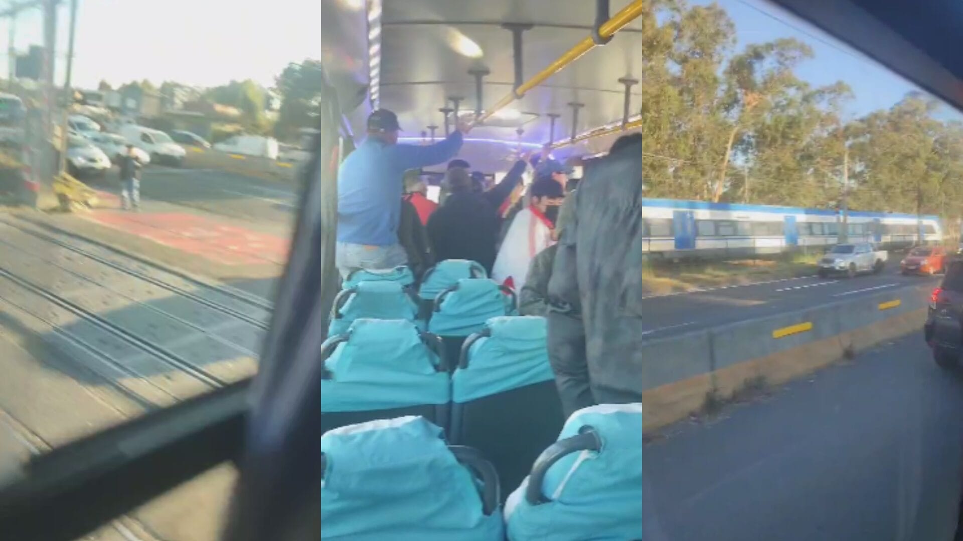 Quedó cruzado en vías del tren: Registran imprudente maniobra de micro en San Pedro de la Paz