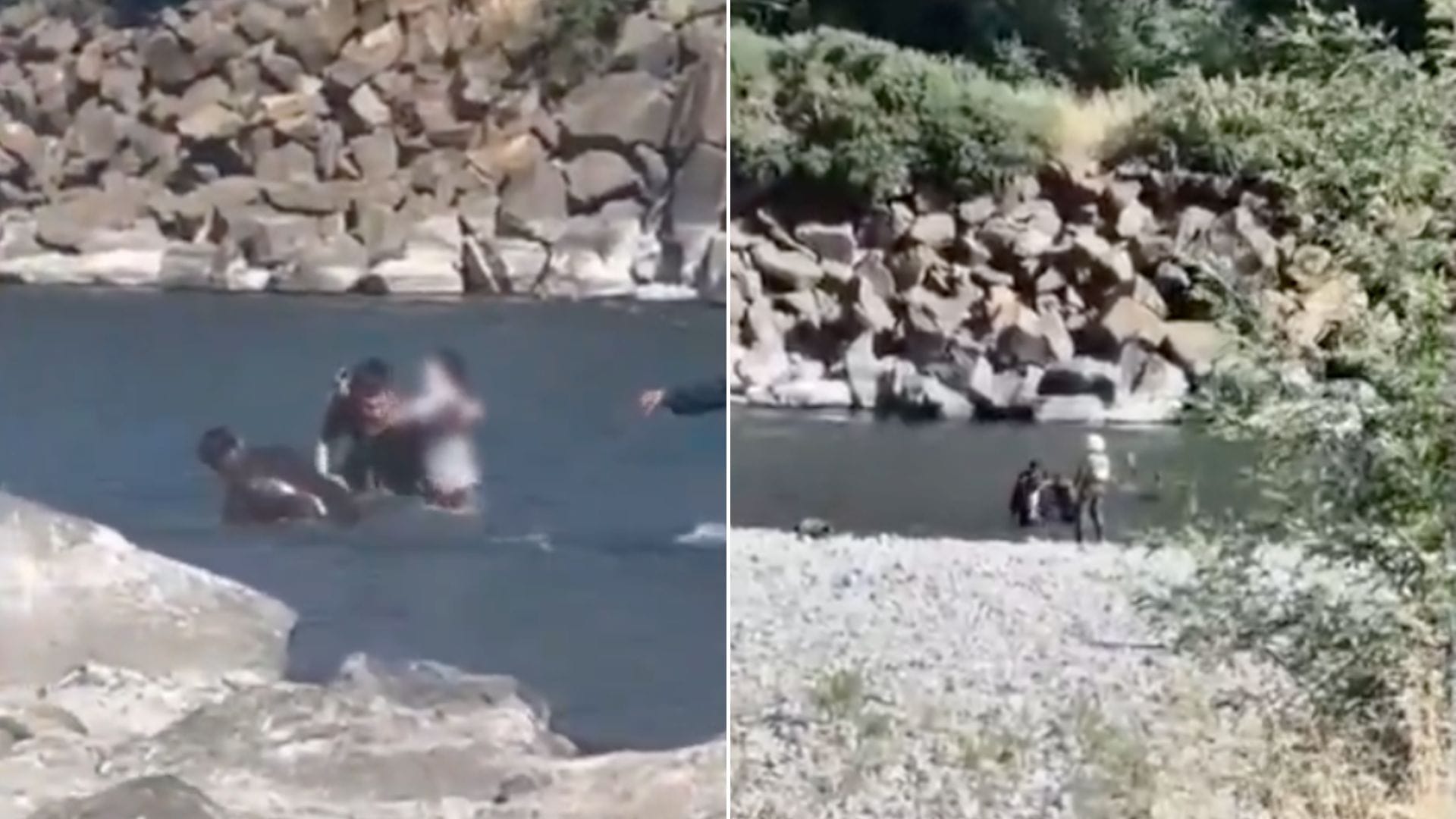 Carabineros oyeron gritos de auxilio: Captan impactante rescate a niña de 12 años que era arrastrada por la corriente del río Cautín