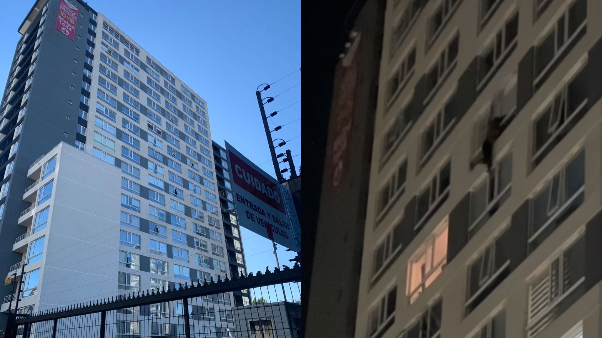 Minutos de tensión en Concepción: Captan a joven colgando de un piso 14 en el centro de la ciudad