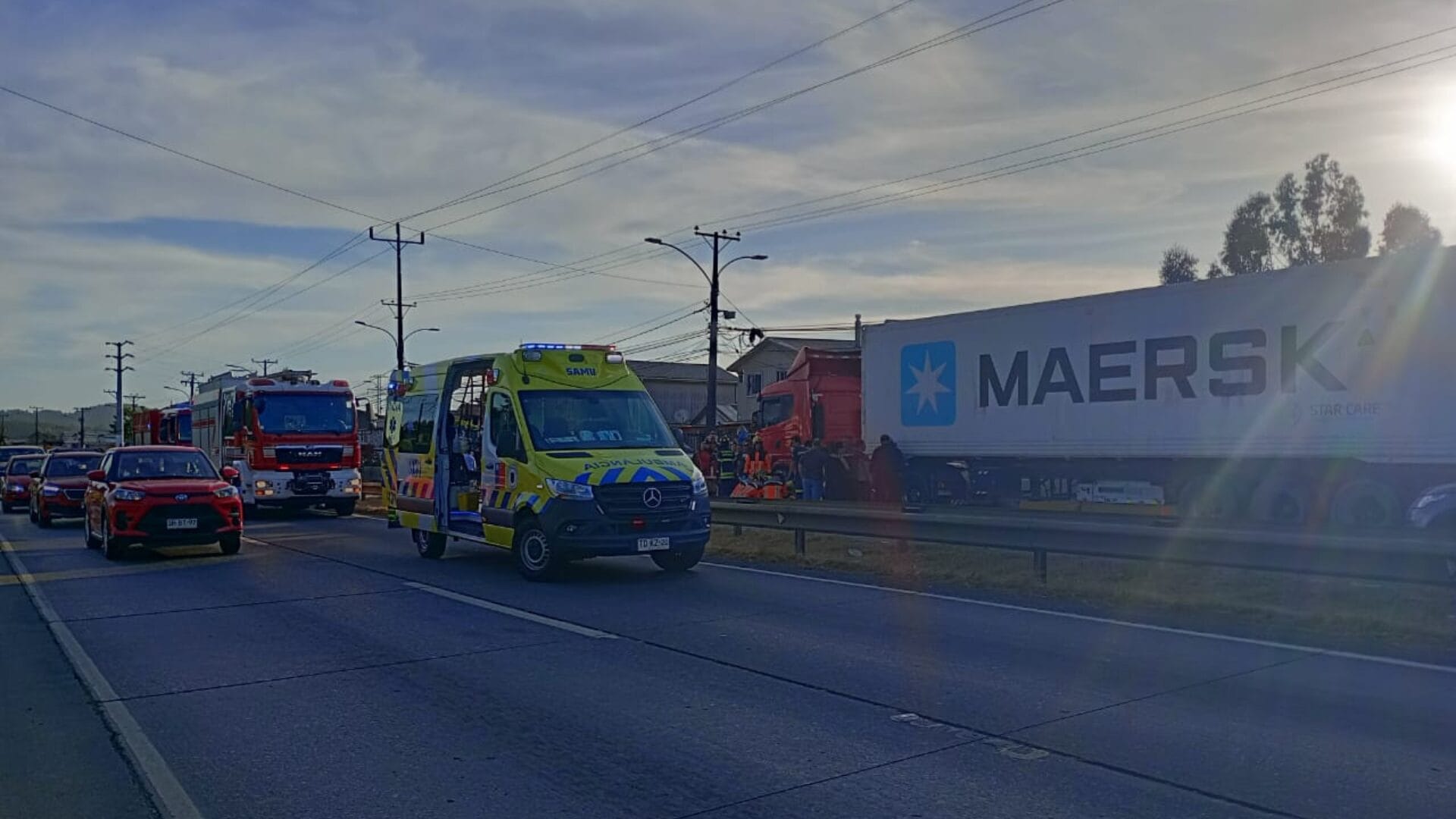 Accidente entre camión y motocicleta en Ruta 150 deja un lesionado
