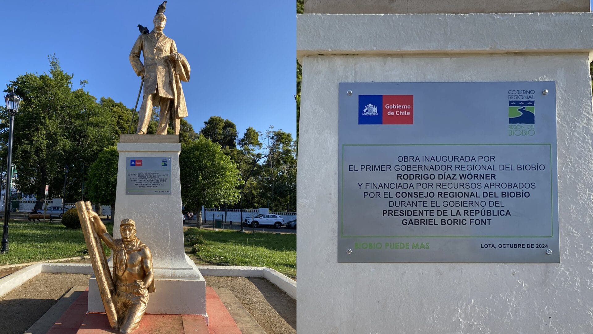 Pintado e instalación de placa en monumento de Matías Cousiño genera repudio en Lota