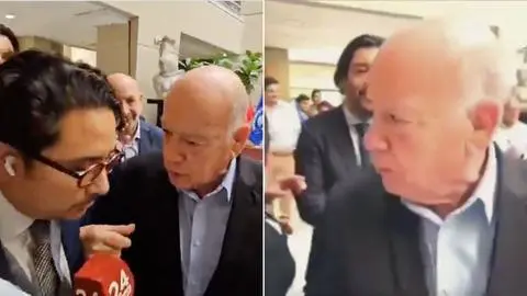 “No me empuje”: Captan a senador José Miguel Insulza protagonizando forcejeo con periodista de TVN