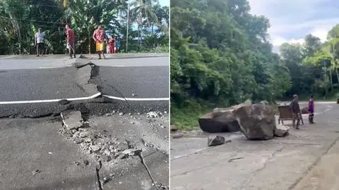 Reportan desprendimiento de rocas: Seguidilla de fuertes sismos provoca daños en edificios y carreteras en el sur de Filipinas