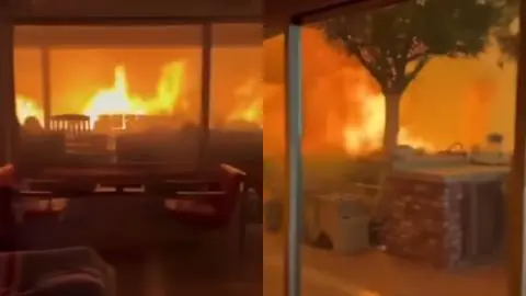 Dos hombres y un perro vivieron momentos de tensión al quedar atrapados por incendio en California