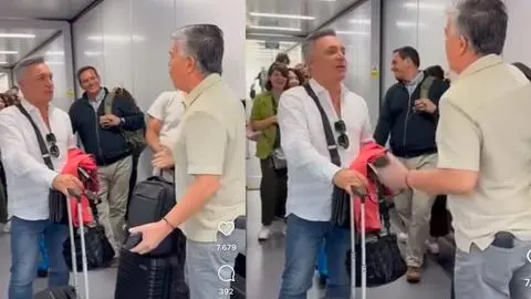 Luis Jara sorprende con un improvisado dueto junto a un fan en las puertas de un avión en Antofagasta
