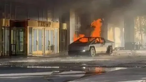 Tesla Cybertruck explota frente a Hotel Trump en Las Vegas: No descartan que sea un “acto terrorista”